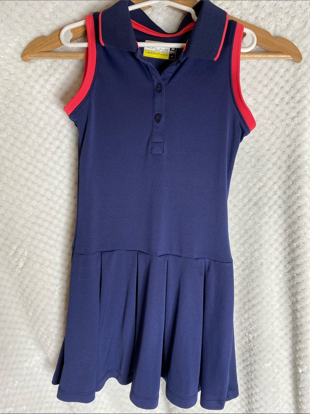 Girls Nicklaus Navy Polo Style Golf Dress with Pink Trim